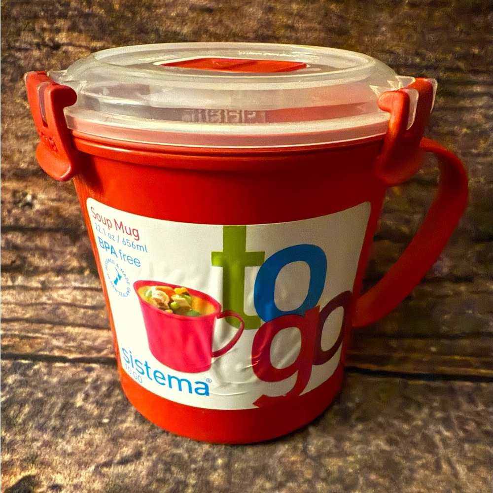 Sistema To-Go Microwave Plastic Soup Mug, 22.1 oz  (Steam Release Vent)